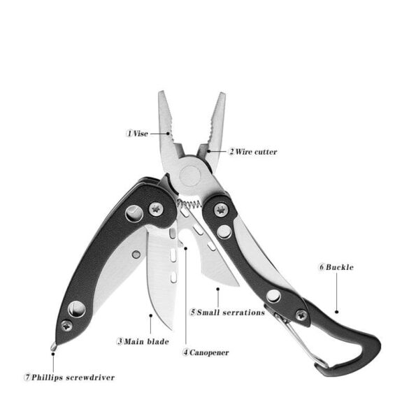 كماشة صغيرة متعددة الاستخدام للطوارئ Mini Multitool 7 in 1 Pocket folding Pliers