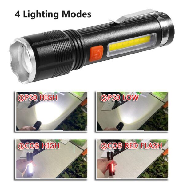 Flashlight 4 Modes Type-C Charging كشاف يد 4 أوضاع للإضاءة